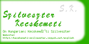 szilveszter kecskemeti business card